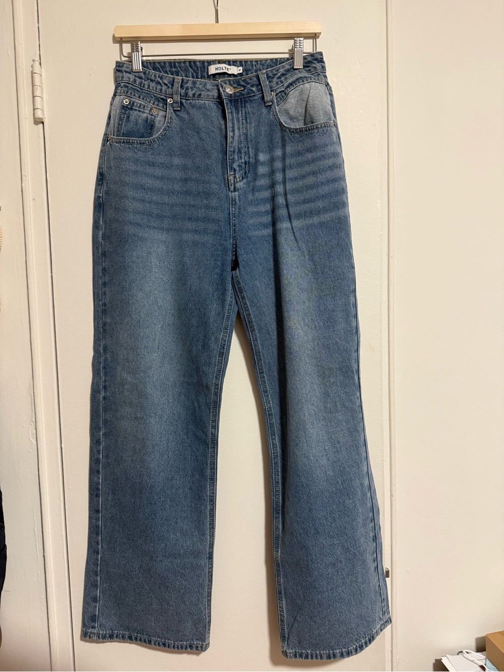 HDLTE High-Rise Wide Leg Women's Jeans - Blue